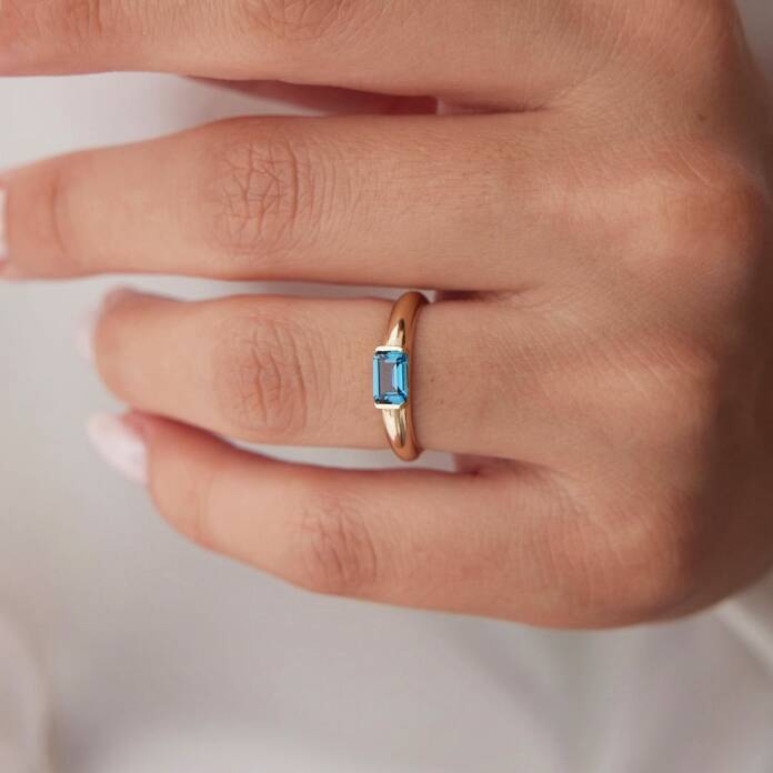 Mavi Baget Taş Bombeli Yüzük - 1