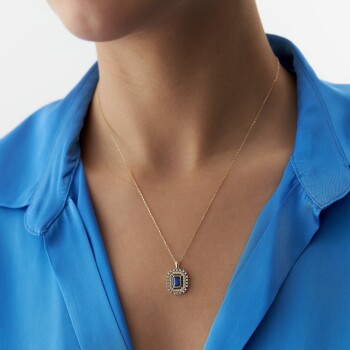 Mavi Baget Taşlı Kolye - Rayna (1)