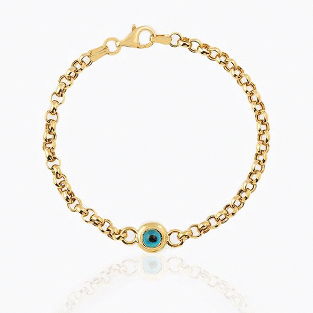 Mavi Boncuk Göz Doç Zincir Çocuk Bilekliği - 1