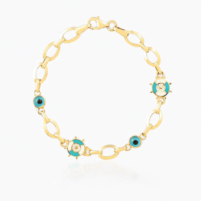 Mavi Boncuk Göz Dümen Çocuk Bilekliği - Melike