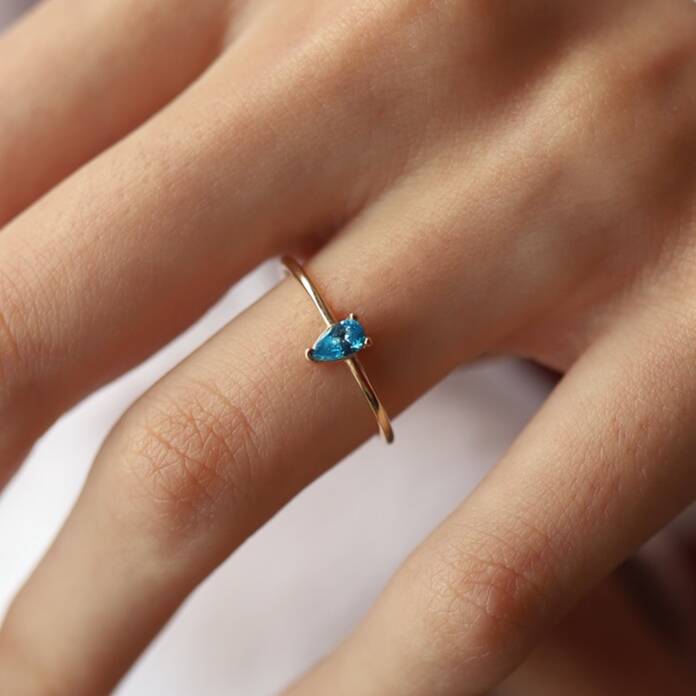 Mavi Damla Taşlı Yüzük - 2