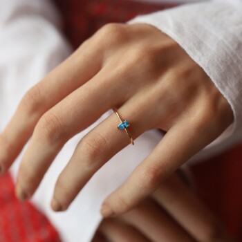 Mavi Damla Taşlı Yüzük - Alen