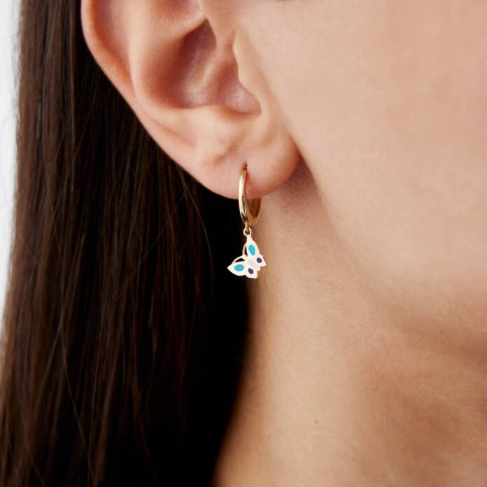 Mavi Kelebek Küpe - 1