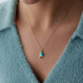 Mavi Mineli Balık Kolye - Rayna