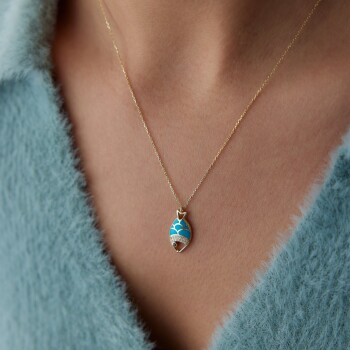 Mavi Mineli Balık Kolye - Rayna (1)