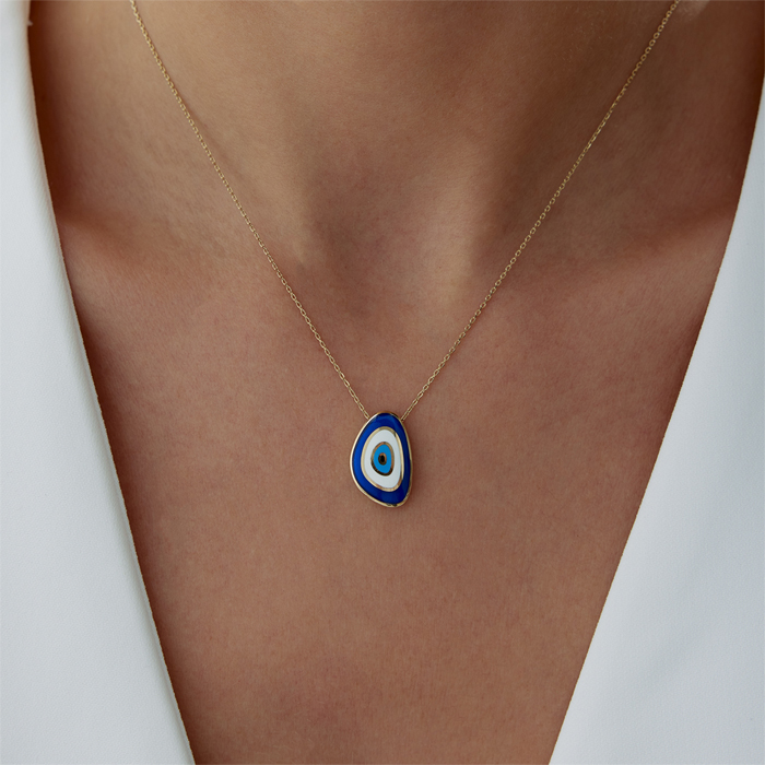 Mavi Mineli Eye Kolye - Cemart