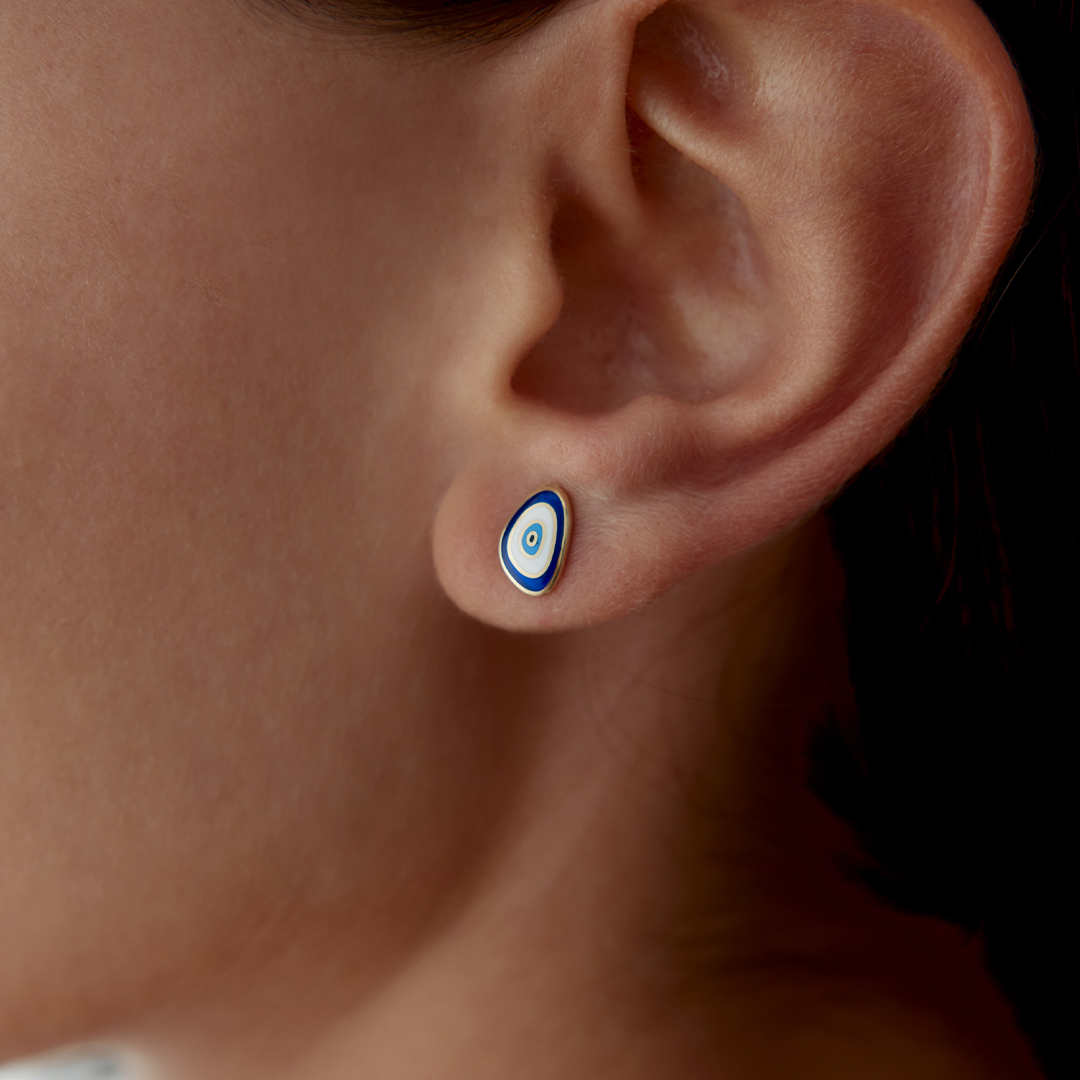 Mavi Mineli Eye Küpe - 1