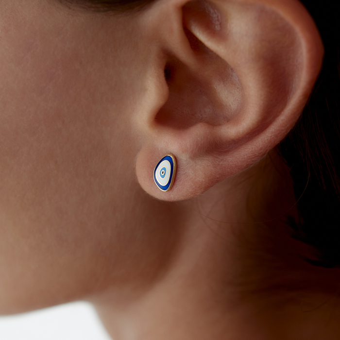 Mavi Mineli Eye Küpe - Cemart (1)