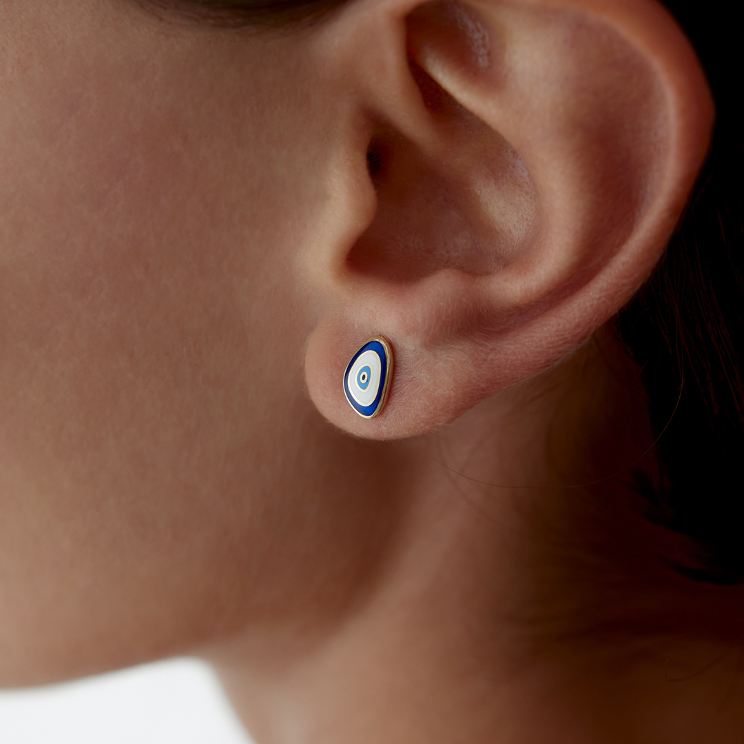 Mavi Mineli Eye Küpe - 2