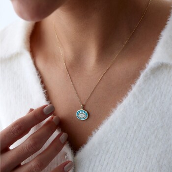 Mavi Mineli Göz Kolye - 3