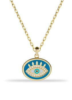 Mavi Mineli Göz Kolye - 4