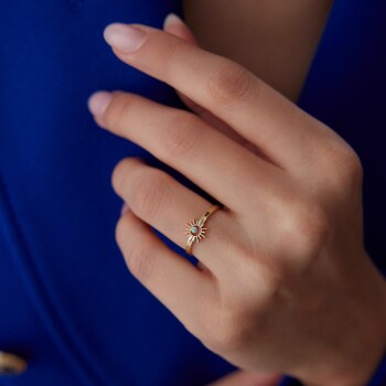 Mavi Mineli Güneş Yüzük - LUYS