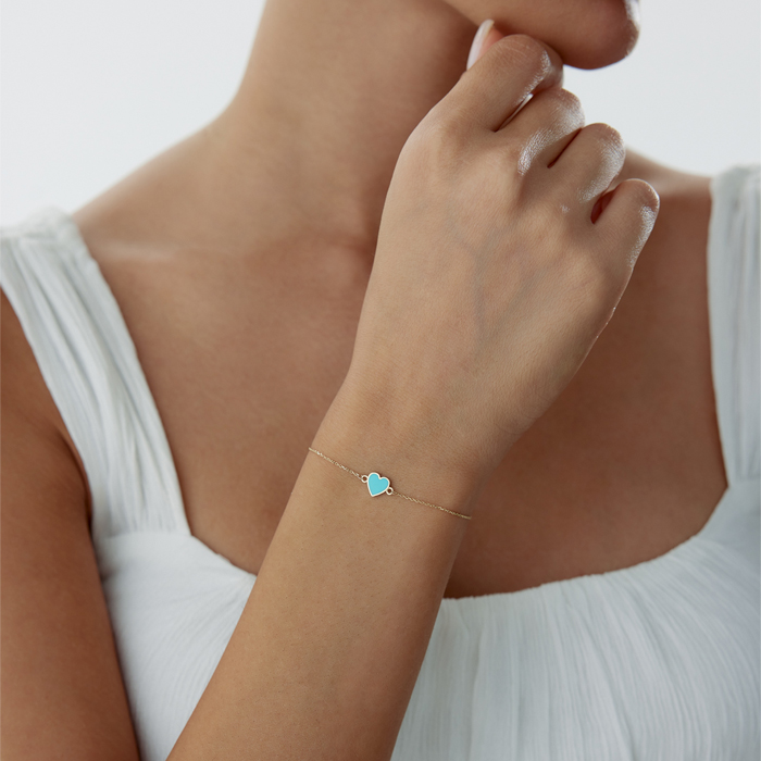 Mavi Mineli Kalp Bileklik - Rayna (1)