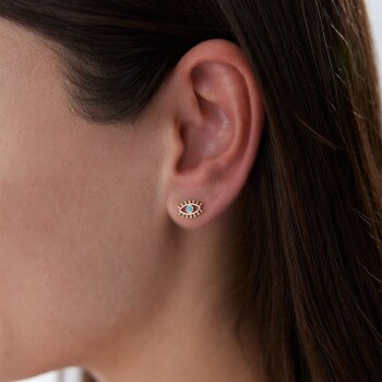 Mavi Mineli Kirpik Küpe - Rayna