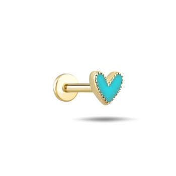 Mavi Mineli Small Kalp Tragus Piercing - Alen