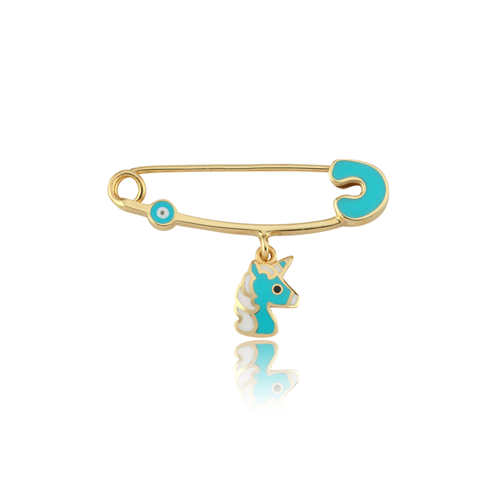 Turkuaz Mineli Unicorn Bebek İğnesi - Melike