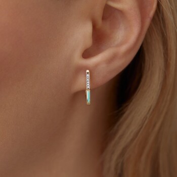 Mavi Mineli ve Taşlı Üçgen Küpe - Arax (1)