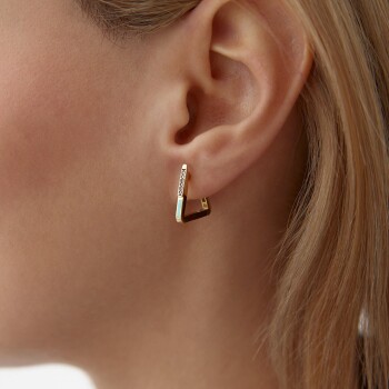 Mavi Mineli ve Taşlı Üçgen Küpe - Arax