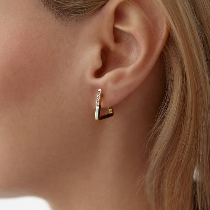 Mavi Mineli ve Taşlı Üçgen Küpe - 1