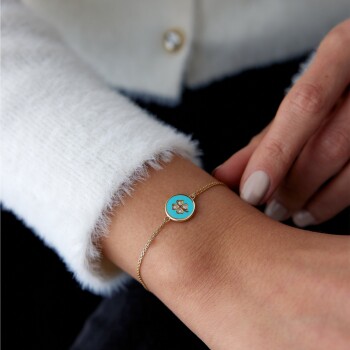 Mavi Mineli Yonca Bileklik - Rayna (1)