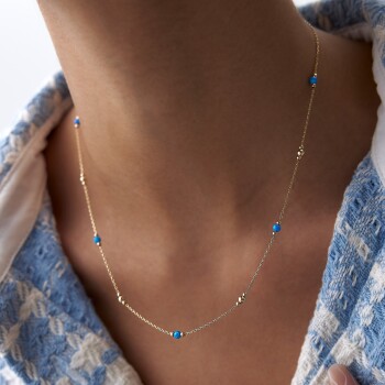 Mavi Opal Toplu Kolye - Alen (1)