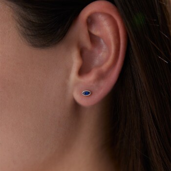 Mavi Oval Küpe - Rayna