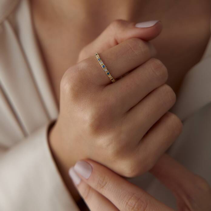 Mavi Taş Detaylı Yüzük - 2