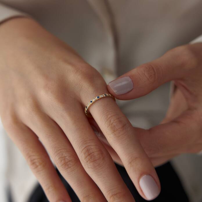 Mavi Taş Detaylı Yüzük - 3