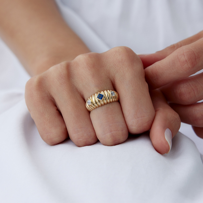 Mavi Taşlı Burgu Yüzük - Cemart