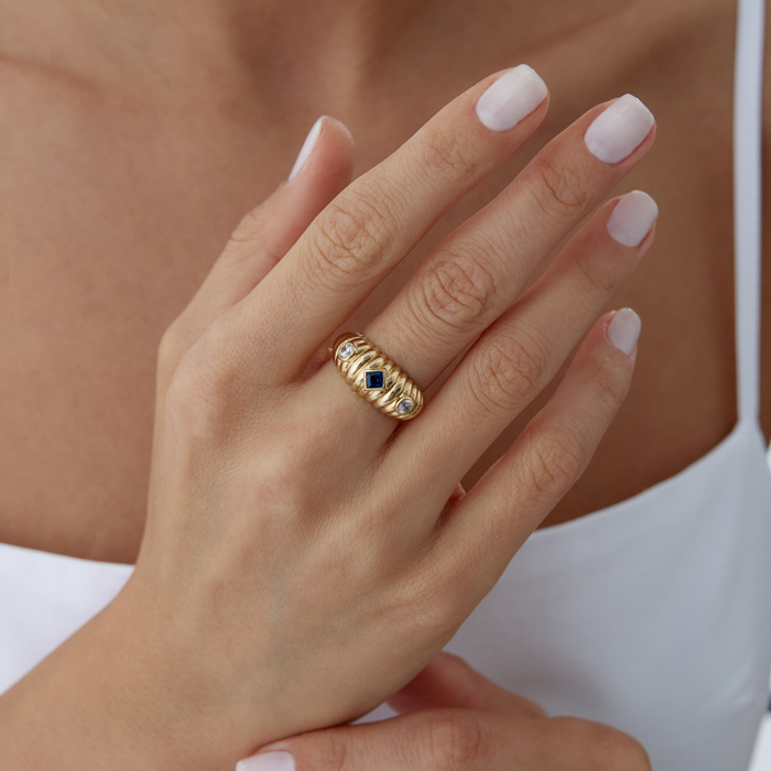 Mavi Taşlı Burgu Yüzük - Cemart (1)