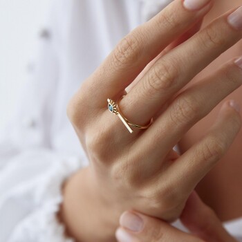 Mavi Taşlı Çubuk Kirpik Yüzük - Rayna (1)