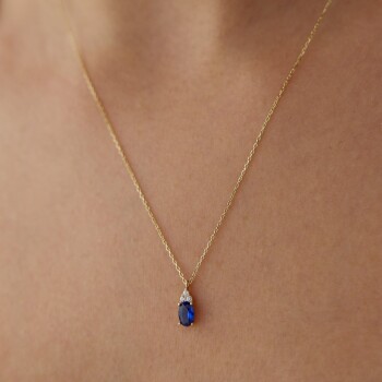 Mavi Taşlı Kolye - Rayna