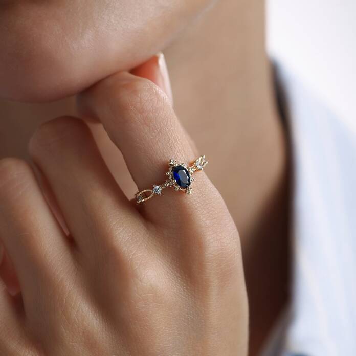 Mavi Taşlı Queen Yüzük - 2