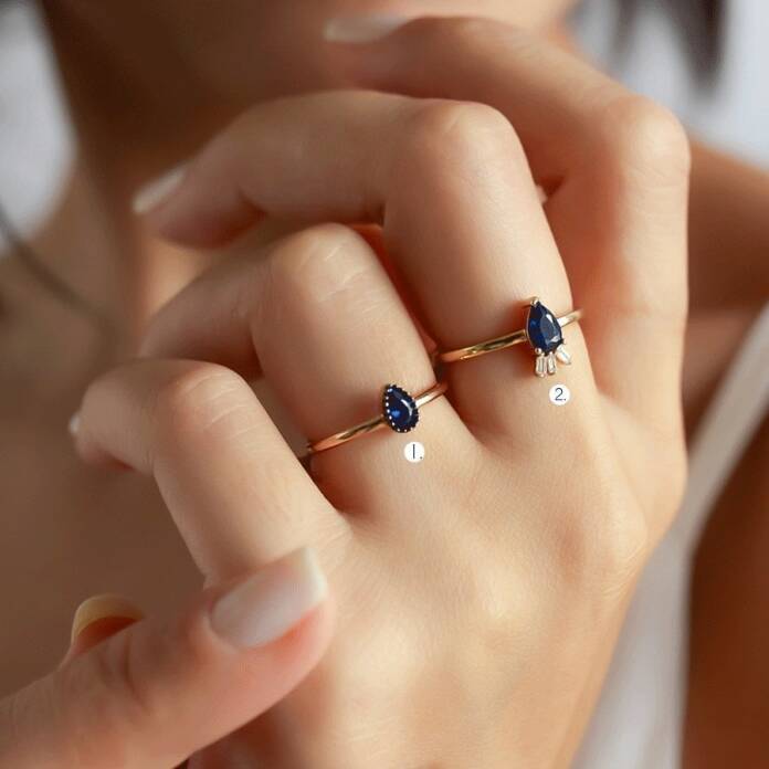 Mavi Taşlı Şık Yüzük - 2