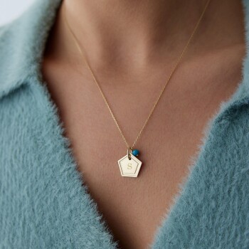 Mavi Toplu Beşgen Kolye - Özkonak