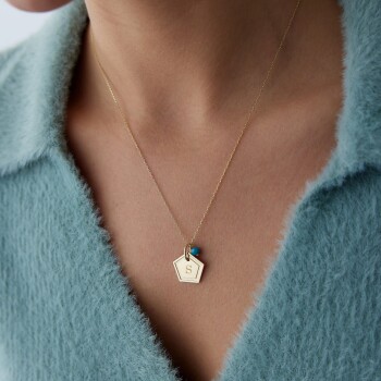 Mavi Toplu Beşgen Kolye - Özkonak (1)