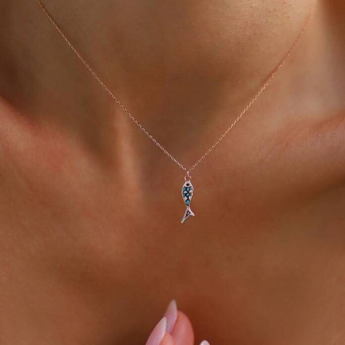 Mavi Umut Balık Kolye - 1