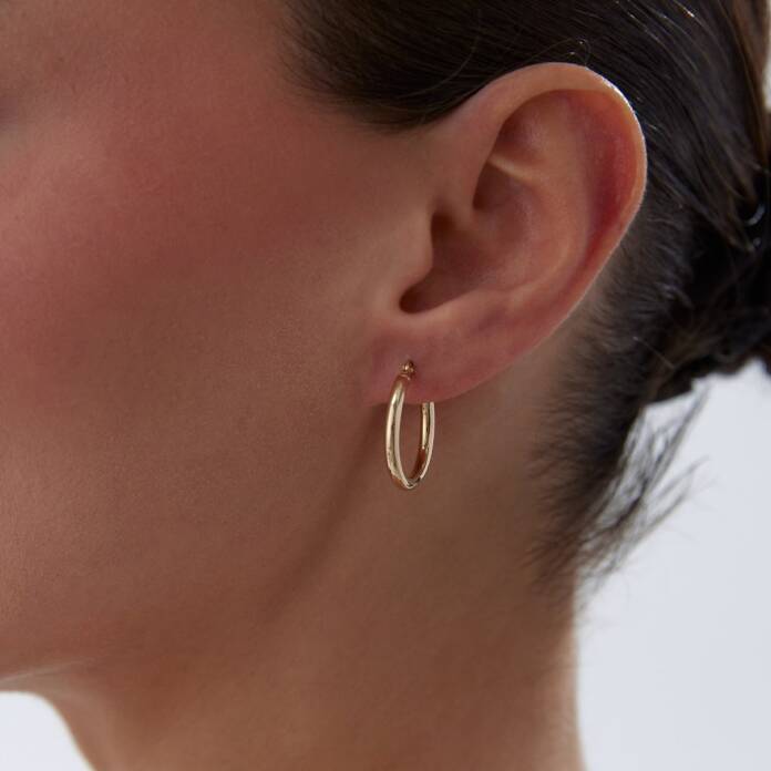 Medium 2.50mm Oval Boru Halka Küpe - 2