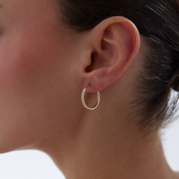 Medium 2mm Oval Boru Halka Küpe - Tuana (1)