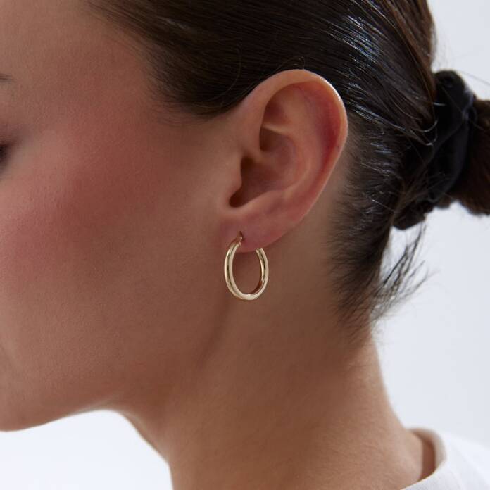 Medium 3mm Oval Boru Halka Küpe - 2