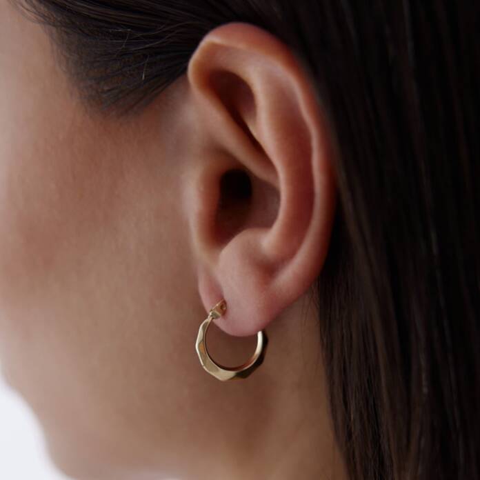 Medium Bombeli Kıvrım Halka Küpe - 2