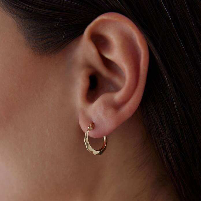 Medium Bombeli Kıvrım Halka Küpe - 4