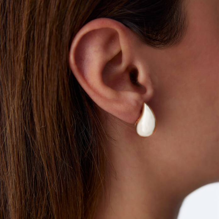 Medium Bottega Altın Damla Küpe - 1