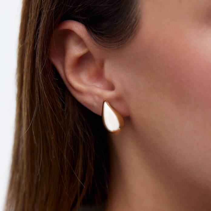 Medium Bottega Altın Damla Küpe - 2