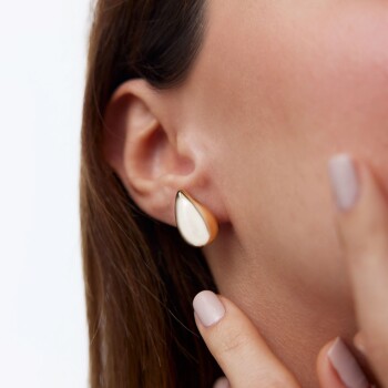 Medium Bottega Altın Damla Küpe - 3