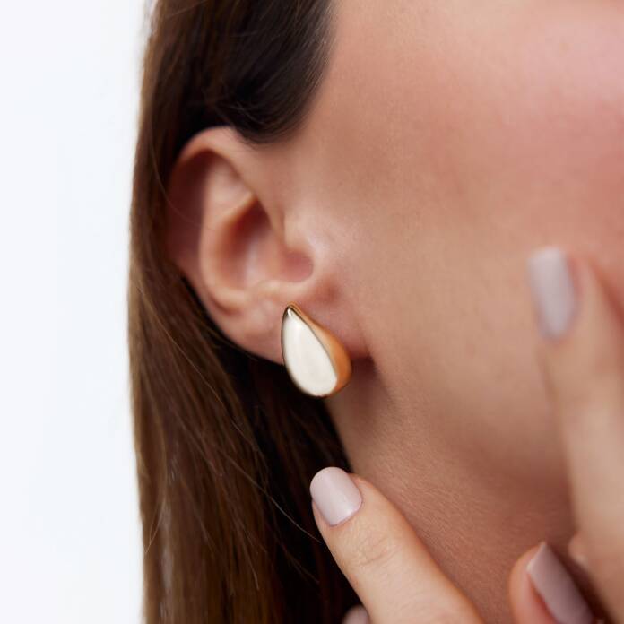 Medium Bottega Altın Damla Küpe - 3