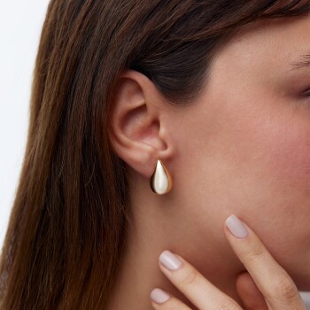 Medium Bottega Altın Damla Küpe - 4