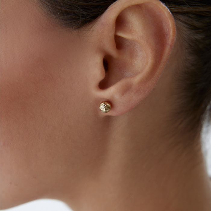 Large Yan Çizgili Top Küpe - Melike (1)