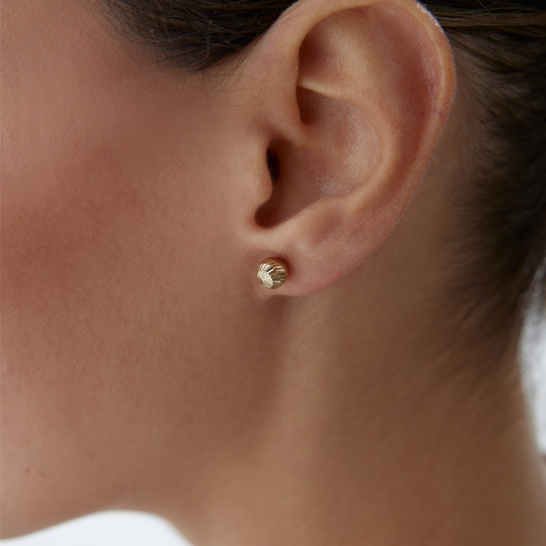 Large Yan Çizgili Top Küpe - 2