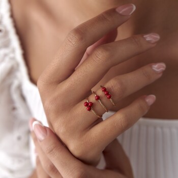 Mercan Tekli Tomurcuk Yüzük - Rayna (1)